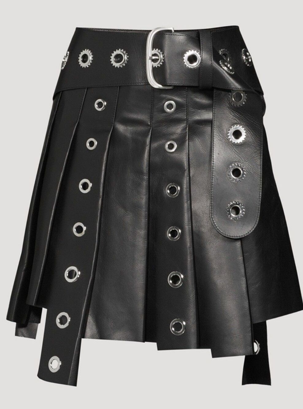 Off-White Leather Eyelet Mini Skirt Black IT Size 42 Retail: $3400 New